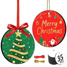 35 Pcs 3'' Sublimation Ornament Blanks Sublimation Christmas Ornaments Bulk W...