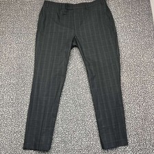 Calvin Klein Dress Pants Men Charcoal Grey 40x30 Slim Fit Plaid Outdoor New