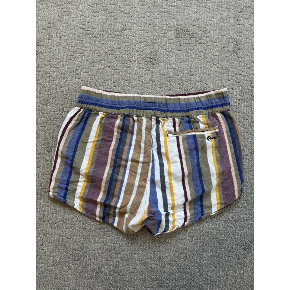 Pantalones Cortos Kavu Aberdeen Mujer Talla XS Multicolor Rayas Algodón Bordado Logo Foto 2 de 4