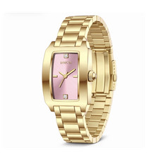 Invicta Women s Gold Metal Bracelet Pink Rectangular Dial Analog Watch 22mm