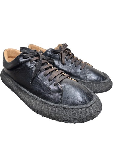 Jil Sander Black/Tan Calf Leather Low Top Crepe Sole Sneakers men's size EU43