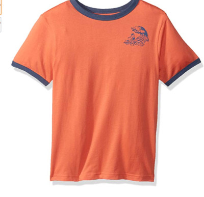 Gymboree Boys' Big Short Sleeve Round Neck Graphic Tee, Orange Break The Wave, M