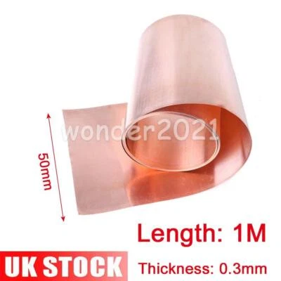 NATURE.LIFE1 Copper Sheet Strip C102 99.9% Pure Cu Thin Foil Plate Flat Stock 0.3mm*50mm*1m