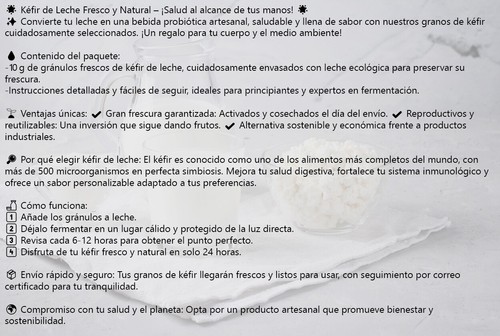 Kéfir de Leche - Búlgaros - Cultivo vivo - Nódulos de Kéfir - 10 gramos - Imagen 4 de 4