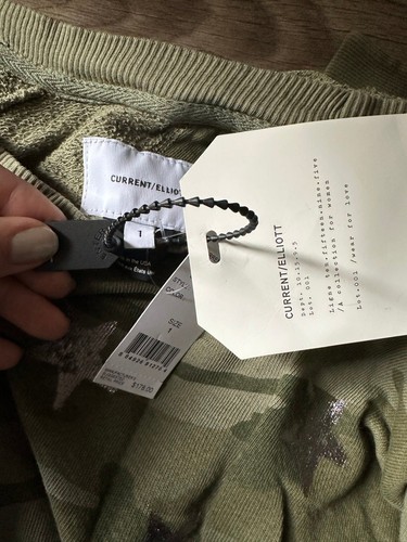 Current/Elliot Camo Star Open Back Sweatshirt 1 S/M NWT - Picture 3 of 12