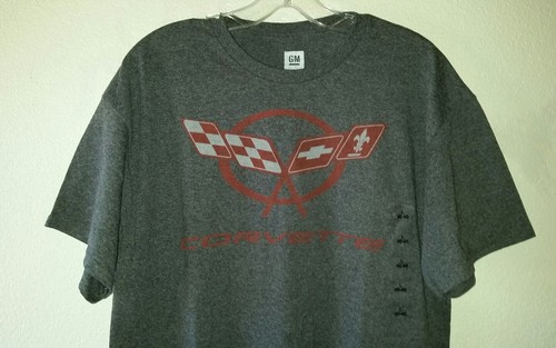 New w/Tag CHEVY CORVETTE Graphics Logo L Tee Shirt Cotton/Polyester Charcoal - Picture 8 of 9