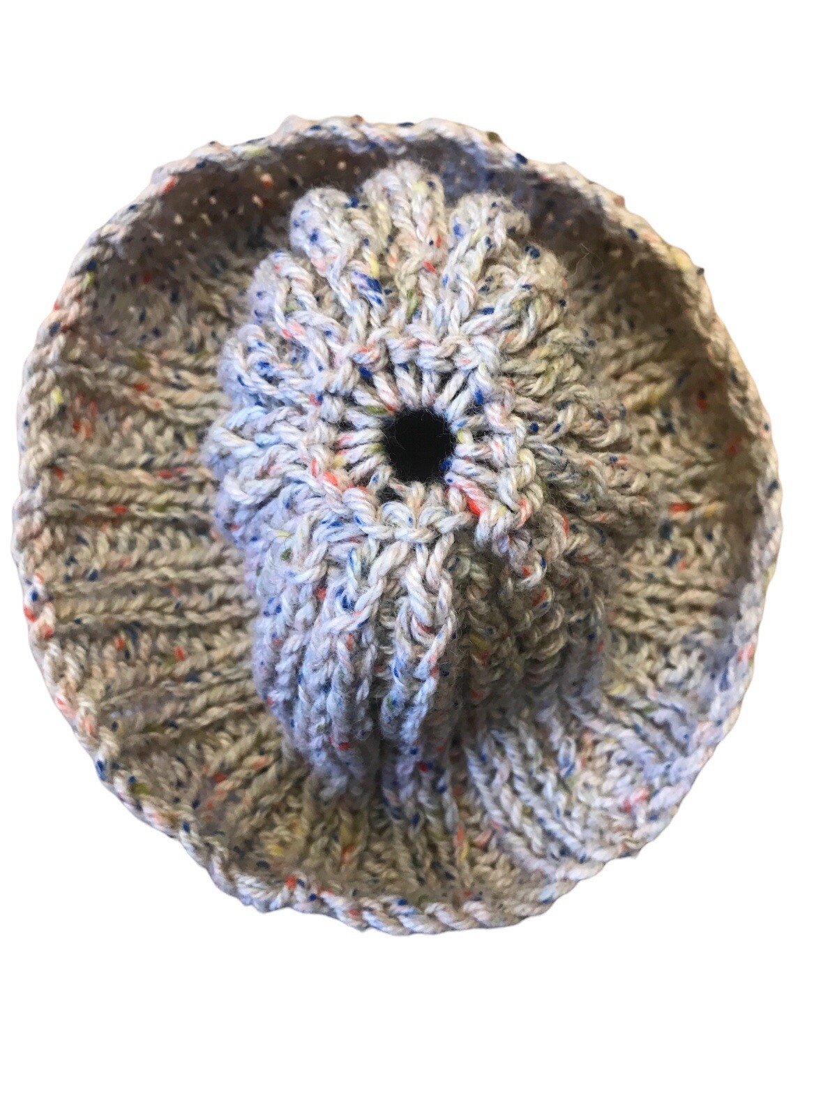 PRIMARK Ladies Hat and Scarf Set Wool Beige Yellow Blue Red Fleck Warm