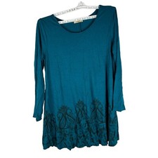 Timeson Womens Teal Long Sleeve Tunic Dress Size XXL 95% Rayon 5% Spandex