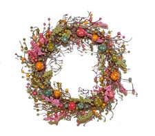 Easter Wreath Artificial Egg Polka Dot Patterned Spring Door Decoration 45cm