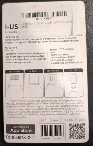 4 in 1 Micro USB C Lightning OTG Micro SD TF Kartenleser für Android Apple Windo - Bild 2 von 2