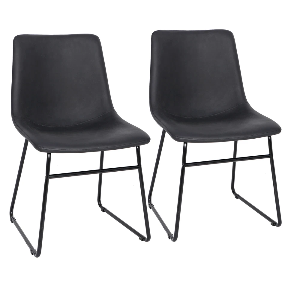 Pack de 2 Muebles Silla de Comedor Industrial Duradero Marco de Acero Decoración Interior 32"H Foto 4 de 4