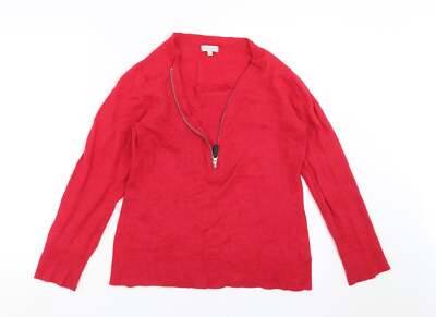 Lakeland Damen rot V-Ausschnitt Viskosemischung Pullover Größe 12