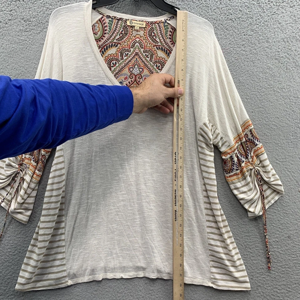 Blusa Top Bohemia Democracy Mujeres Batik Rayas Multicolor Manga Corbata Talla L Foto 4 de 4