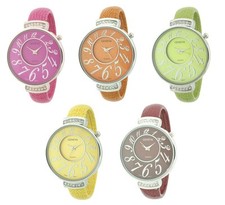 NEW GENEVA SILVER TONE,WRAPPED,PINK,ORANGE,GREEN,YELLOW,RED CRYSTALS WATCH 1438