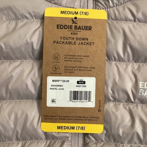 Eddie Bauer Girls Packable Jacket -Pastel Lilac - Picture 5 of 5