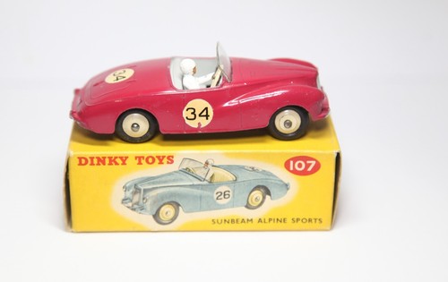 Dinky 107 Sunbeam Alpine Sports In Original Box - Near Mint Vintage Model - Picture 3 of 7