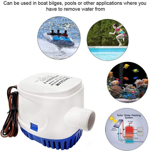 Automatic Boat Bilge Pump 12V 1100GPH Auto Submersible Electric Water Pump US - Picture 7 of 32