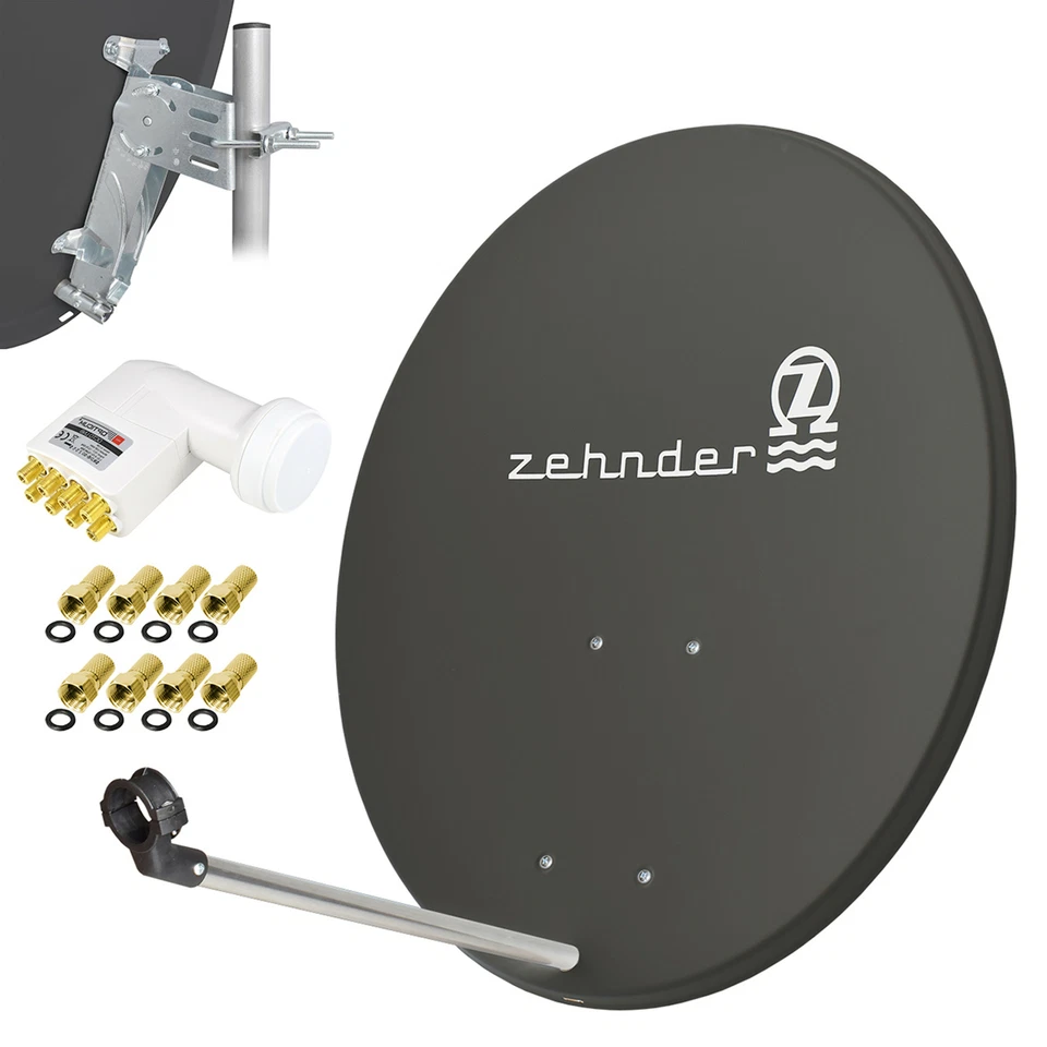 ZEHNDER TEENDER impianto satellitare digitale 80 cm specchio satellitare parabola + Octo LNB 0,1 dB d