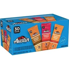 Austin Variety Pack Sandwich Crackers, Single Serve Snack Crackers, 30 Count..