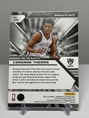 Cameron Thomas 2021-22 Chronicles XR Holo Rookie Card No. 375