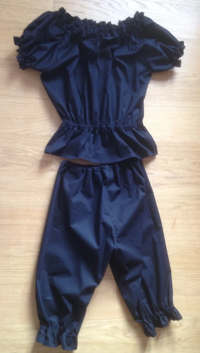 Conjunto hecho a mano de bloomers/capri y blusa campesina, pijama, nuevo, tallas 4-30