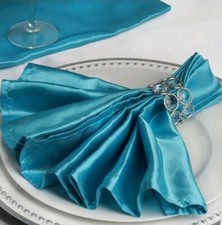 5 AQUA Silky SATIN 20x20" Wedding NAPKINS Party Table Linens Catering
