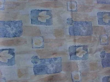 Fabric Blue Flowers Yellow Leaf Pattern 46 Wide Three Plus Yards Rayon Poly