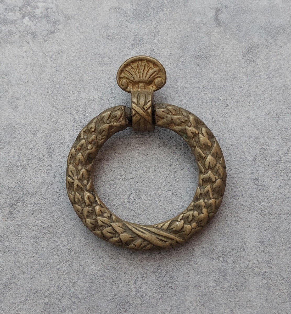 Antique Brass Ring Drawer Pull 2 1/4" Gold