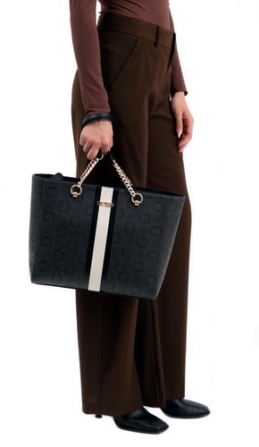 Guess Bolsa De Dama Shopper Lucine Negra Nueva - Photo 12 sur 12