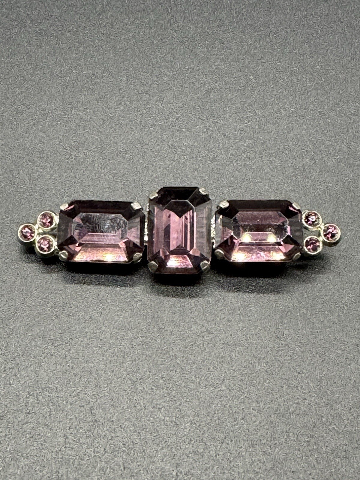 Beautiful Rectangular Purple Rhinestones Brooch L… - image 1