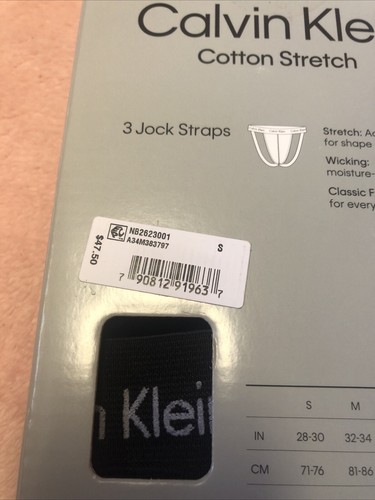 Calvin Klein Underwear Men CK Stretch 3-Pack Jock Strap Black, NEW Size Small - Picture 6 of 8
