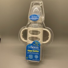 New Dr. Brown  s Milestones Narrow 6m Sippy Easy-Grip Bottle Soft Spout 8oz