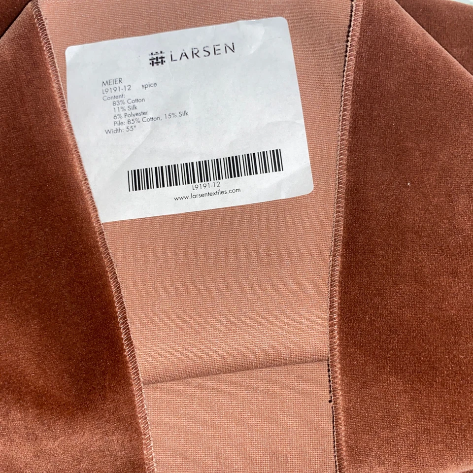 4 New Larsen Meier 83% Cotton 11% Silk Remnants Heavy Upholstery Fabric Velvet - Image 3 of 4