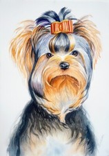 Hundeportrait Haustier Aquarell 12x8" А4