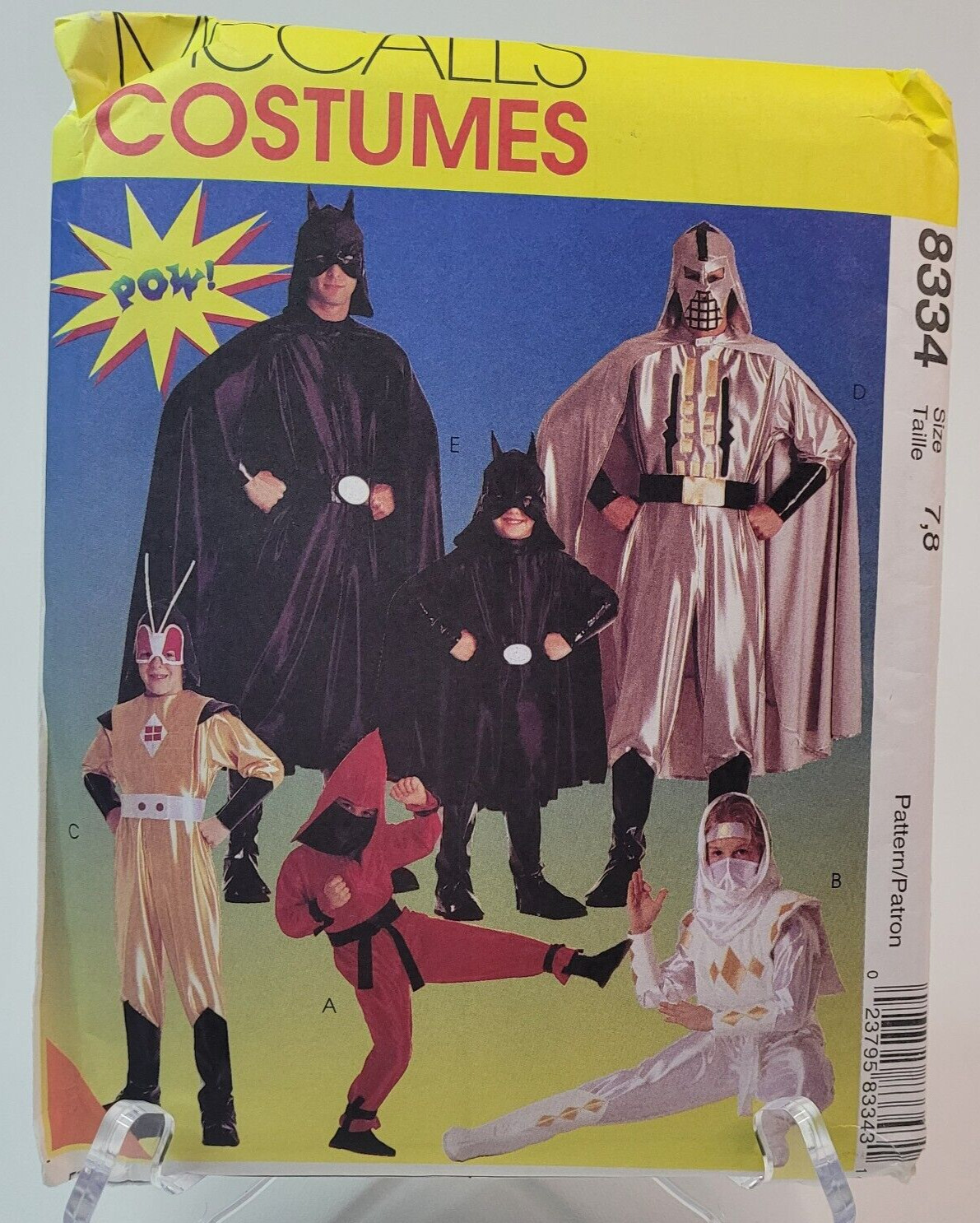 McCalls Sewing Pattern 8334 CHILD'S Super-Hero Star Wars Style Batman 7-8 UNCUT