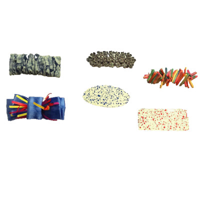 Lot of 6 Vintage Hair Barrettes 80s 90s Art Deco Denim Bow - USED CONDITION!