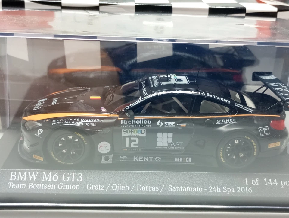 MINICHAMPS - BMW M6 GT3 #12 24 HOURS OF SPA 2016 1:43 SCALE MODEL CAR 437 162612 - Image 4 of 4