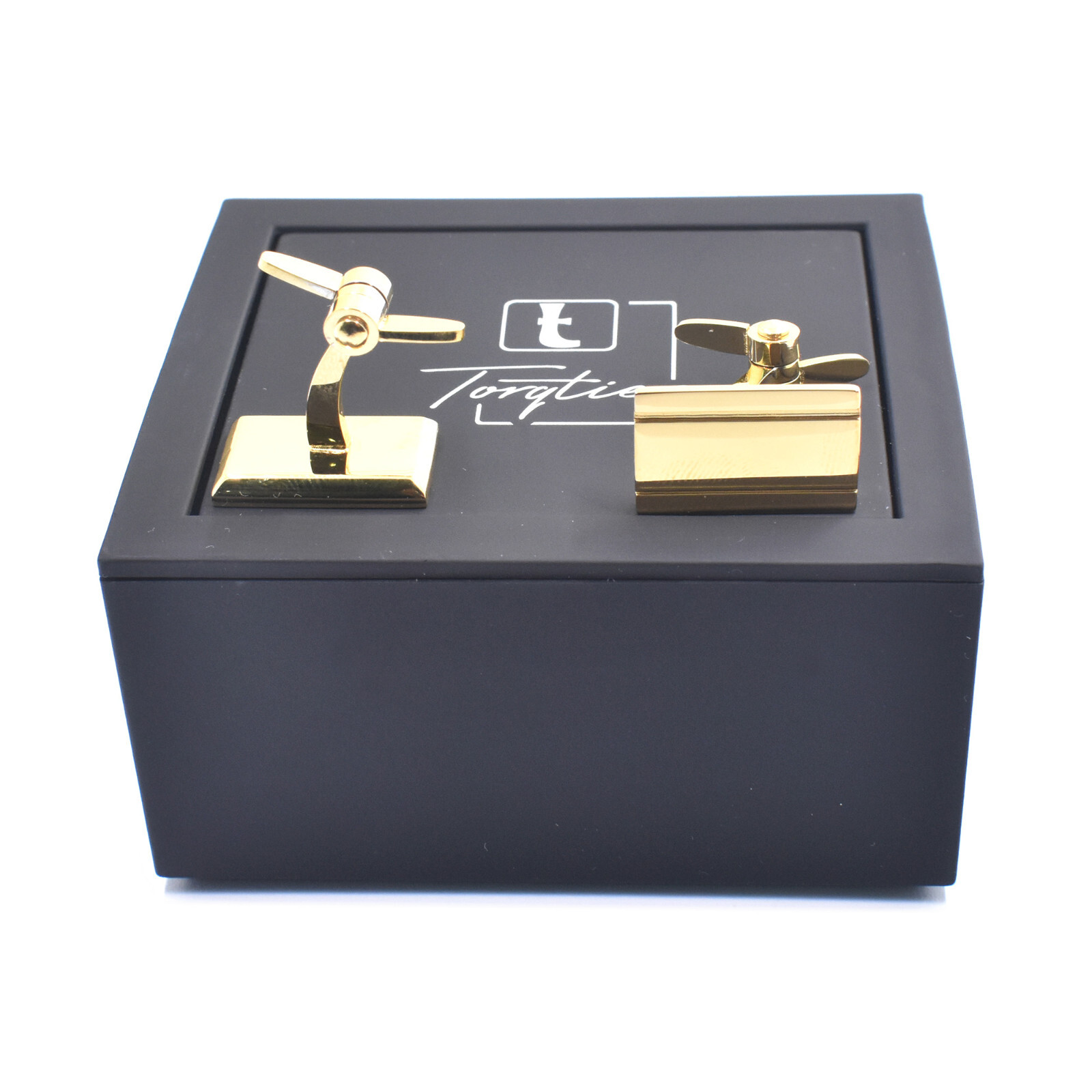 Torqtier Cufflinks for Men 18k Gold Plated Swivel Arms Stainless Steel