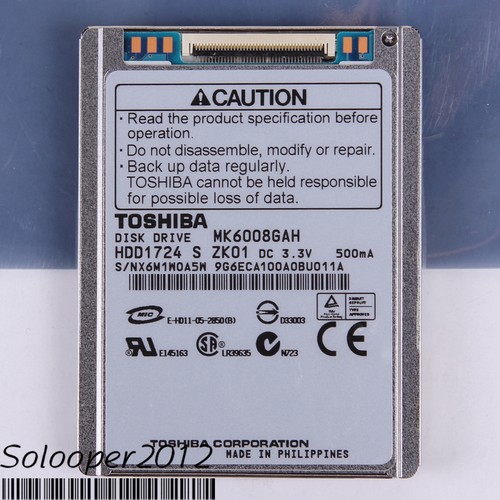 Free shiping TOSHIBA 60 GB HDD 1.8" 2MB 4200RPM MK6008GAH CE ZIP Hard Disk Drive