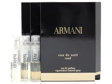 GIORGIO ARMANI EAU DE NUIT OUD EDP 1.5ml .05oz x 3 COLOGNE SPRAY SAMPLE VIALS