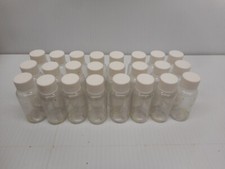 Lot of 24 Clear Plastic Bottles 3" Tall White Lid