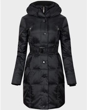 Threadbare Black Quilted Coat Smart Hooded Size 14 Jacket