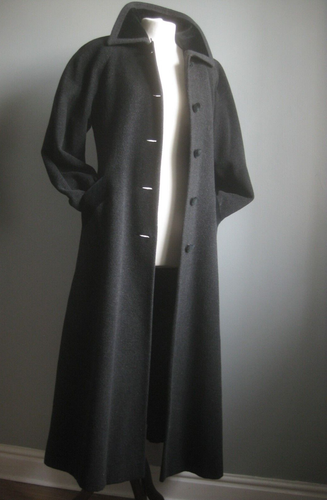VINTAGE WOOL PRINCESS COAT 10 long velvet trim cashmere NUAGE duster fit flare - Picture 17 of 23
