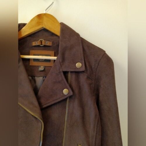 NWT FRYE Lamb Suede Leather Fringe Biker Western Moto Jacket Brown Sz Medium - Picture 3 of 13