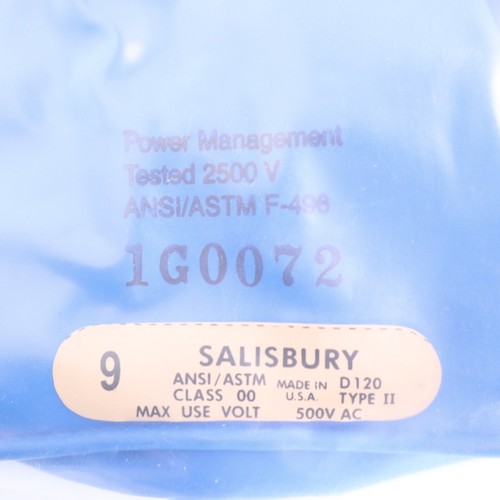 SALISBURY D120 500V ELECTRICAL GLOVES CLASS 00, TYPE II, SZ 9 BLUE