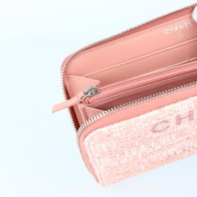 Chanel A81977 Deauville Line Tweed Round Zipper Long Wallet