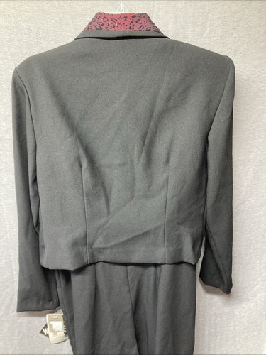 Vtg Virgo Jumpsuit Disco Tuxedo Womens size 6 Sequin Black Metallic 2 PC - Picture 8 of 17