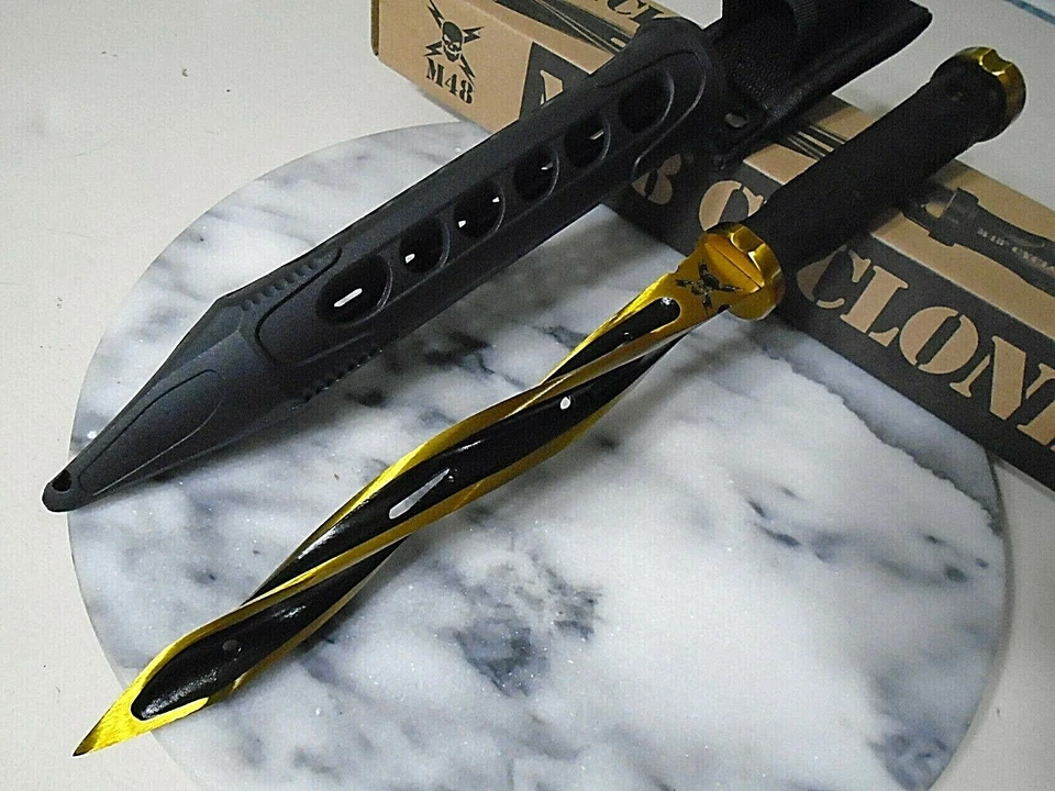 Faca M48 Cyclone Gold Solar Flare Twister Tri Dagger Spike UC3163GLA 2Cr13 nova - Imagem 2 de 4