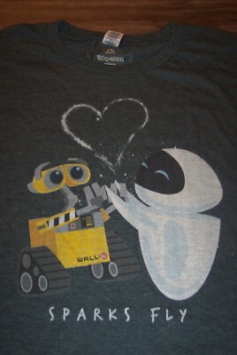 Walt Disney Pixar WALL-E EVE Robots Sparks Fly T-Shirt BIG & TALL 3XL XXXL NEW