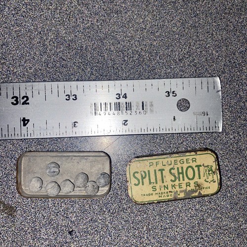 Vintage Pflueger Split Shot Fishing Line Sinker Tin Steel Box 1950s 7 BB’s - Picture 4 of 4